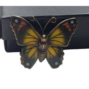 Vintage Enamel‎ butterfly pin and Hummingbird silver pin
